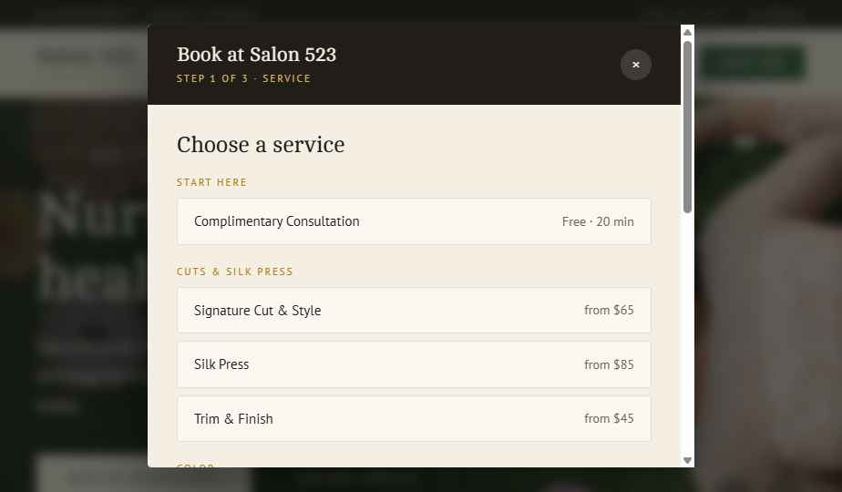 Booking flow
